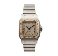 Cartier Santos Galbée 24mm 1567 18k Yellow Gold & Steel Custom Diamond Bezel