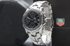 Full Set *Near MINT* TAG HEUER Link CT5111 Black Chronograph AT Mens Watch JAPAN