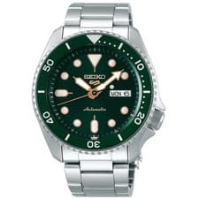 SEIKO 5 Sports SRPD63K1 Mens Automatic Watch 100m Green Dial Stainless Steel