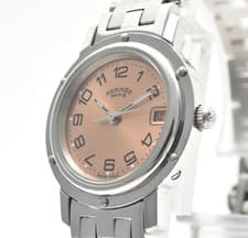 [N MINT/Box] Hermes Clipper CL4.210 24mm Silver Woman's Quartz Watch JAPAN