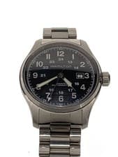 Hamilton H706250 Auto Watch Khaki Field Black Dial Stainless Steel Working Used