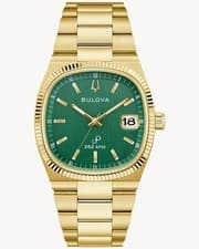 Brand New Bulova 97B237 Super Seville Green Dial Gold Tone Precisionist Watch