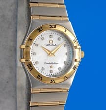 Ladies Omega Constellation 18K Gold Watch 25MM - White MOP Diamond Dial 1272.75