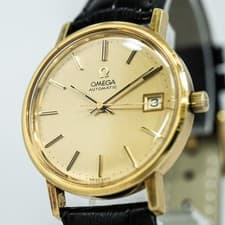 *NEAR MINT* Vintage 1977 OMEGA Seamaster Cal.1012 Automatic Gold Date 35mm Men's