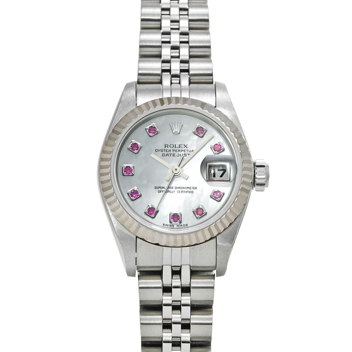 ROLEX Datejust 26 79174NGR White shell/Ruby WATCH 724709