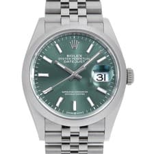 ROLEX DATEJUST 36 126200 Mint green Bar 5 Rows Jubilee Bracelet Random Numbe...