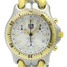 TAG HEUER Sel Chronograph Gold Plated Steel Mens Watch S35.006 Polished BF585527