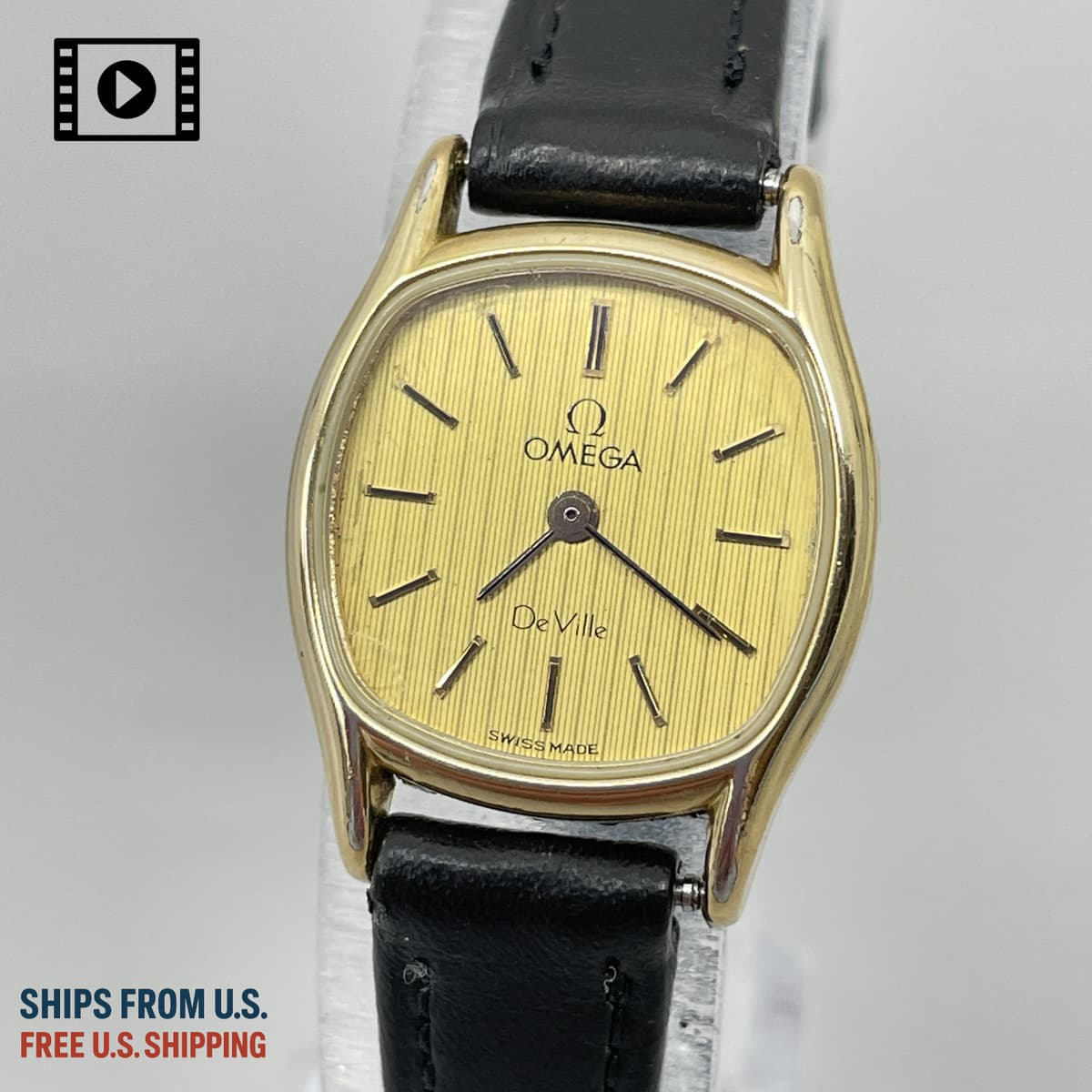 OMEGA De Ville [US Stock] Cal.1387 Quartz Gold Push Crown Vintage Watch *N.MINT