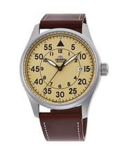 Orient Flight Sport Automatic Khaki Dial Brown Leather Watch - RA-AC0H04Y