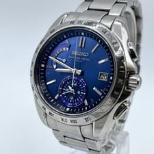 Seiko 8B54 0AA0 World Time Solar Watch Blue Dial Mens Fully Functional