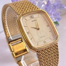 SEIKO Dolce Watch Octagon Gold with Diamonds 5E31-5A90 Fashion Timepiece