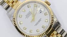 Rolex Datejust Steel Yellow Gold White Diamond Dial Mens Watch 16233
