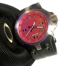 OAKLEY BOTTLE CAP WATCH Swiss Red Dial w/ Brushed Stainless & Zip Vault Rare