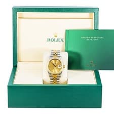 Rolex 16233 Datejust 36 mm Champagne Diamond Dial Jubilee Bracelet Box 1994