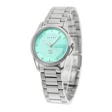 New GUCCI Women s Watch YA1265051 G Timeless Quartz Mint Blue x Silver Analog Di