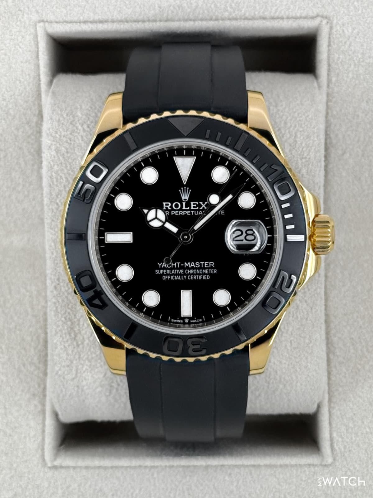 2022 Rolex Yacht-Master 42mm 226658 Gold Oysterflex Black Dial