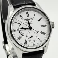 SEIKO Watch Presage SARW035 Silver White Automatic Leather Men's w/Box, Manual