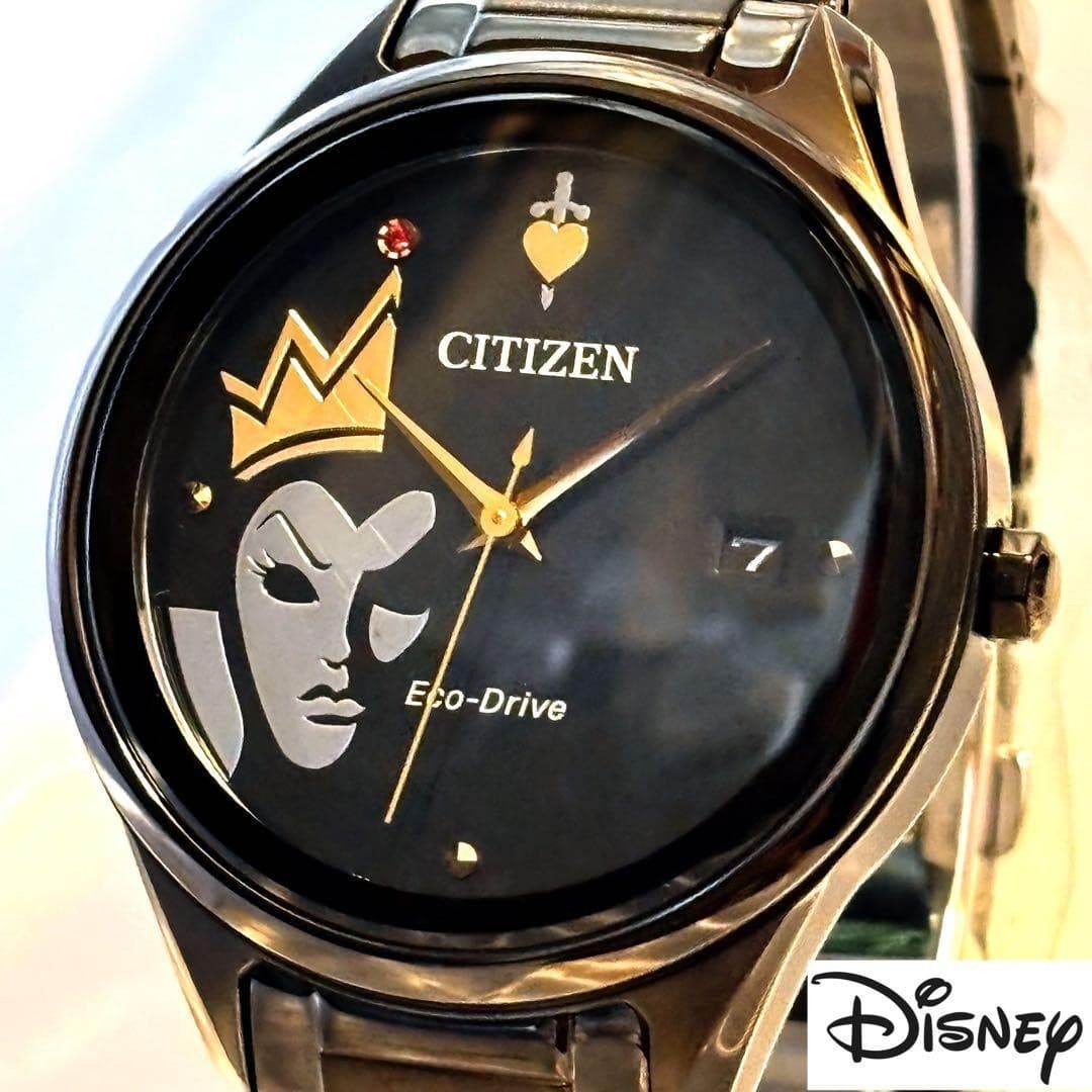 CITIZEN Disney Evil Queen Eco-Drive Watch Black 37mm 50M Villains Box Rare