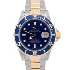 Rolex Submariner Date BLUE Two-Tone Yellow Gold Steel 40mm 16613 LB Watch