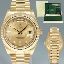 MINT PAPERS Rolex Day Date II President Yellow Gold Diamond 41mm 218238 Watch