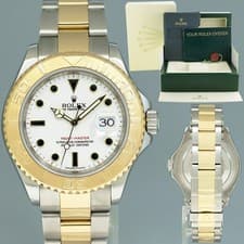 MINT 2009 Rolex Yachtmaster 16623 Two Tone Yellow Gold Steel White Sapphire