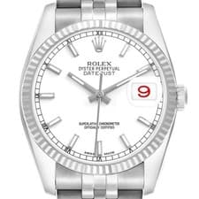 Rolex Datejust 36 White Dial Steel White Gold Mens Watch 116234