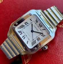 Cartier Santos Medium WSSA0029 Automatic Stainless Steel Wristwatch Box & Papers