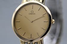 [Near MINT] OMEGA De Ville Cal.1378 Gold Dial 32mm Men's Quartz Watch From JAPAN
