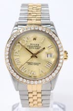Men's Vintage Rolex 18K Yellow Gold & Stainless Steel & Diamond Datejust Watch
