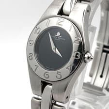 Baume & Mercier Linea Women's Quartz Watch Black Dial New Battery Used From Japa