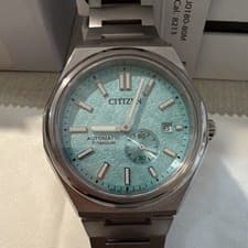 Citizen Men's Automatic Titanium Sport Blue Dial Silver Bracelet Watch w/Box