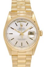 Rolex Day-Date President 18k Yellow Gold Silver Dial 36mm Watch +Papers T 18238
