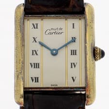 CARTIER 590005 Must tank WATCH Ivory GF/leather QZ