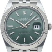 ROLEX Datejust 41 Men's Watch Jubilee Mint Green 126334 K18WG/Stainless Stee...