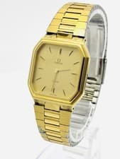 [Exc+5] OMEGA De Ville Square Cal.1365 Gold Push Crown 29mm Quartz Men's Watch