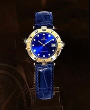 Omega Constellation Blue Sunray 11P Diamond Unisex Leather Watch 136081218