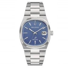 Bulova Super Seville 96B440 Precisionist Mens Quartz Watch 38 mm Blue Dial Grey