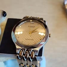 Sandblasted Tungsten Bezel Couple Watch Set with 18K Gold Accents