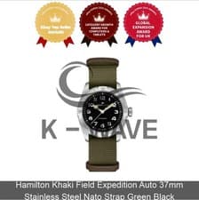 Hamilton Khaki Field Expedition Auto 37mm Stainless Steel Nato Strap Green Black