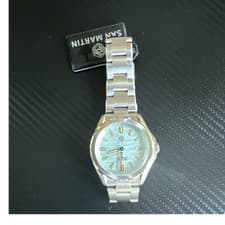 San Martin Automatic Light Blue Dial Silver Bracelet Date Box Manual