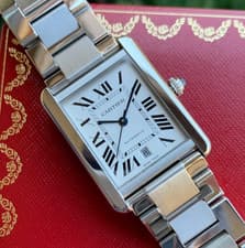 Cartier Tank Solo XL WSTA0029 Automatic Stainless Steel Wristwatch Box & Papers