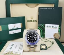ROLEX 40mm Stainless Steel GMT Master II Batman w/ BOX & CARD 116710 BLNR