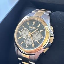 Citizen Men's Sport Luxury Eco-Drive Silver Gold Watch 40MM CA4684-54X