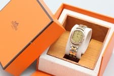 Vintage [Exc+5 w/ Box] HERMES Rally 20mm Gold Dial Quartz Women's Watch JAPAN