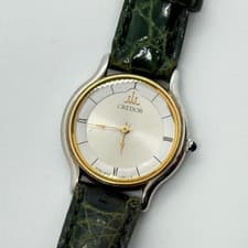 SEIKO Credor 5A70-0610 Silver Quartz Ladies Watch 18KT Gold