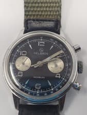 Vintage Black Dial Helbros Chronograph Watch Le Jour Landeron Movement