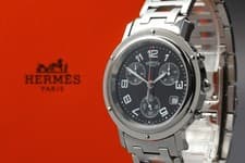 HERMES Clipper Chronograph CP1.910 Date Black Dial Automatic Men's Watch JAPAN