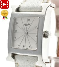 🎦Vintage! [Exc+5] HERMES H Watch HH1.210 White Belt Quartz Women's Watch JAPAN