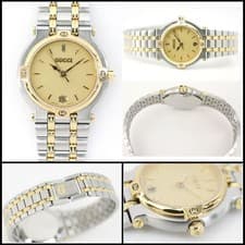 Gucci 9000L Ladies Watch Quartz Gold Dial Two-Tone Used