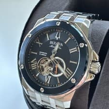 Bulova Men's Marine Star Automatic Silver Stainless Steel Watch 44 MM 98A302